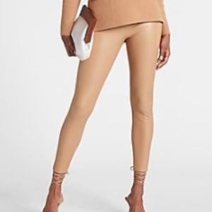 Express Super high waisted faux leather leggings color tan size medium